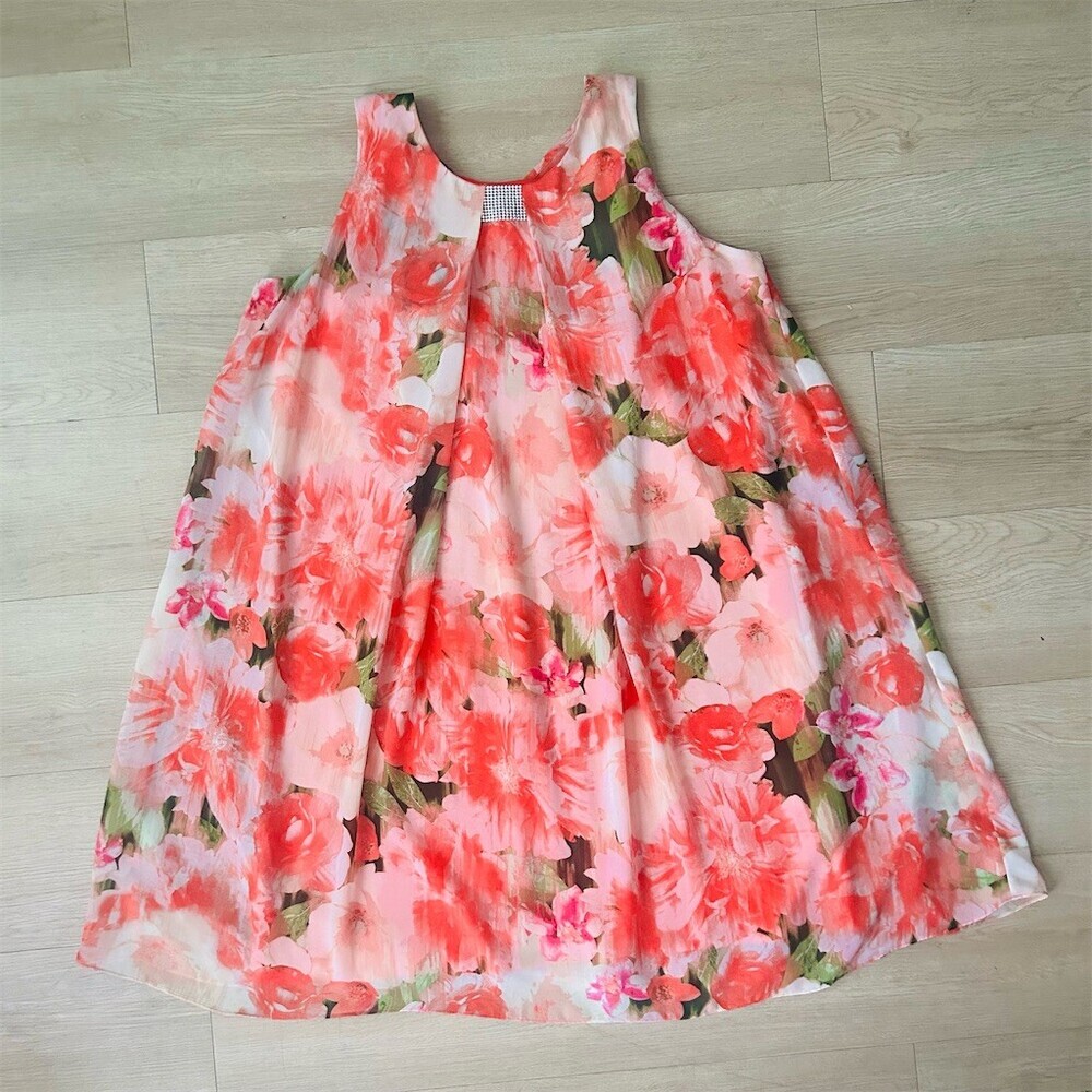 S. Levine Dress Womens Size 16 Pink Floral Sleeveless A-Line Shift Knee - Picture 5 of 9